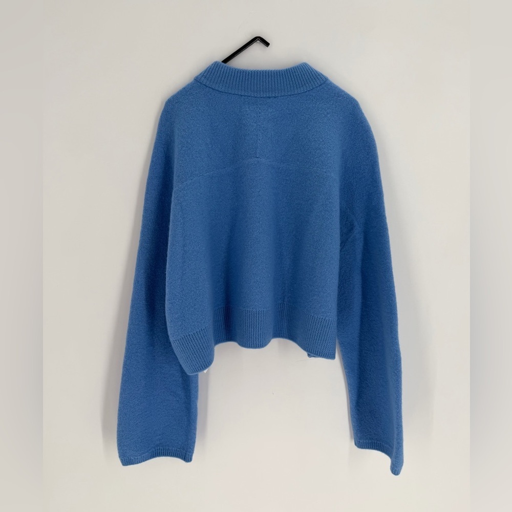 Cos Cropped V Neck Wool Relaxed Fit Jumper In Sky Blue - Picture 6 of 8